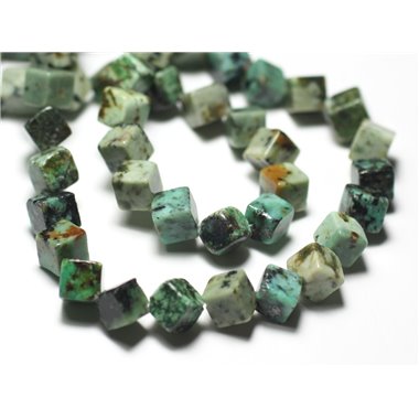 Fil 39cm 50pc env - Perles de Pierre - Turquoise Afrique Cubes 8x6mm 