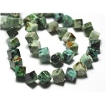 Fil 39cm 50pc env - Perles de Pierre - Turquoise Afrique Cubes 8x6mm 