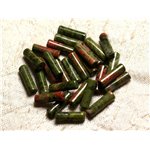 Fil 39cm 26pc env - Perles de Pierre - Unakite Tubes 14x3mm