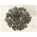 Fil 40cm 75pc env - Perles de Pierre - Labradorite Boules 4-5mm