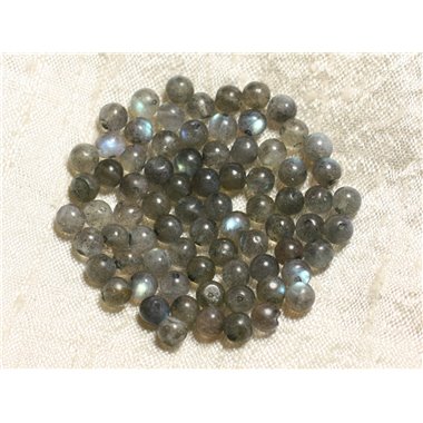 Fil 40cm 75pc env - Perles de Pierre - Labradorite Boules 4-5mm
