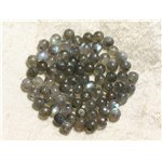 Fil 40cm 80pc env - Perles de Pierre - Labradorite Boules 4-5mm 