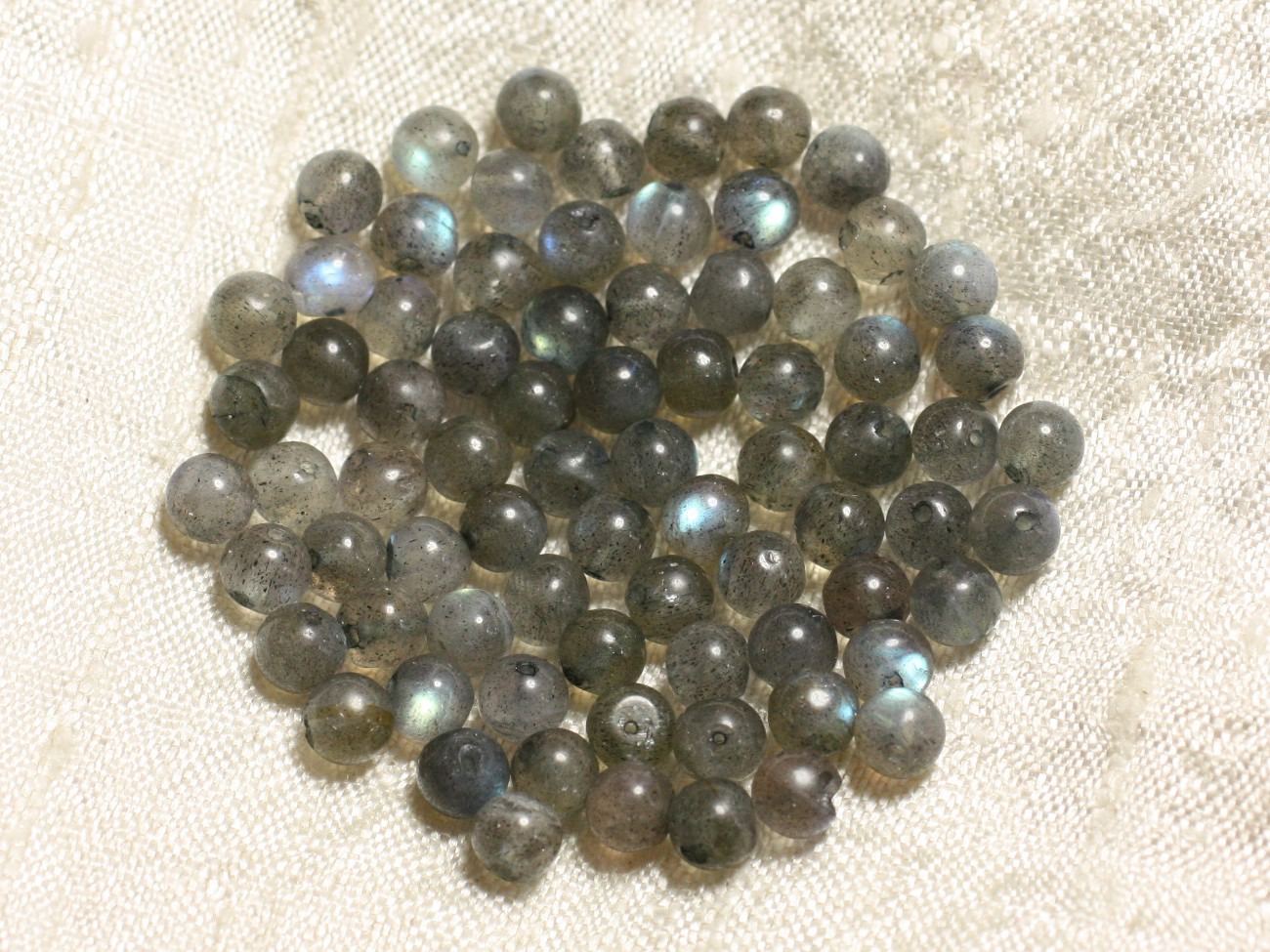 Fil 40cm 80pc env - Perles de Pierre - Labradorite Boules 4-5mm 