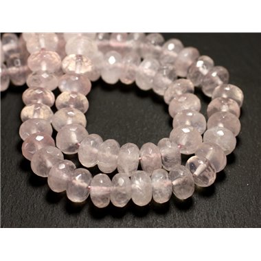 Fil 39cm 61pc env - Perles de Pierre - Quartz Rose Rondelles Facettées 10x6mm 