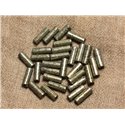 Fil 39cm 29pc env - Perles de Pierre - Pyrite Tubes 13x4mm 