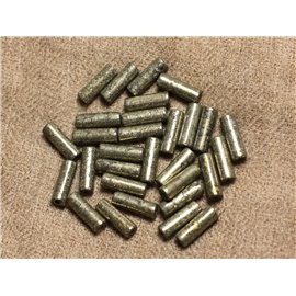 Thread 39cm 29pc approx - Stone Beads - Pyrite Tubes 13x4mm 