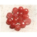 Fil 39cm 26pc env - Perles de Pierre - Quartz Cerise Boules Facettées 14mm 