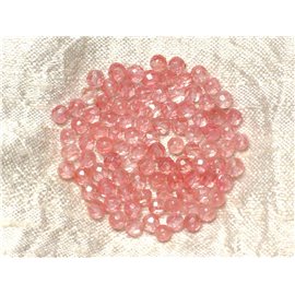 Wire approx 39cm 93pc - Stone Beads - Cherry Quartz Faceted Balls 4mm 
