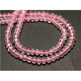 Thread 39cm approx 128pc - Stone Beads - Rose Quartz Faceted Rondelles 4x3mm 