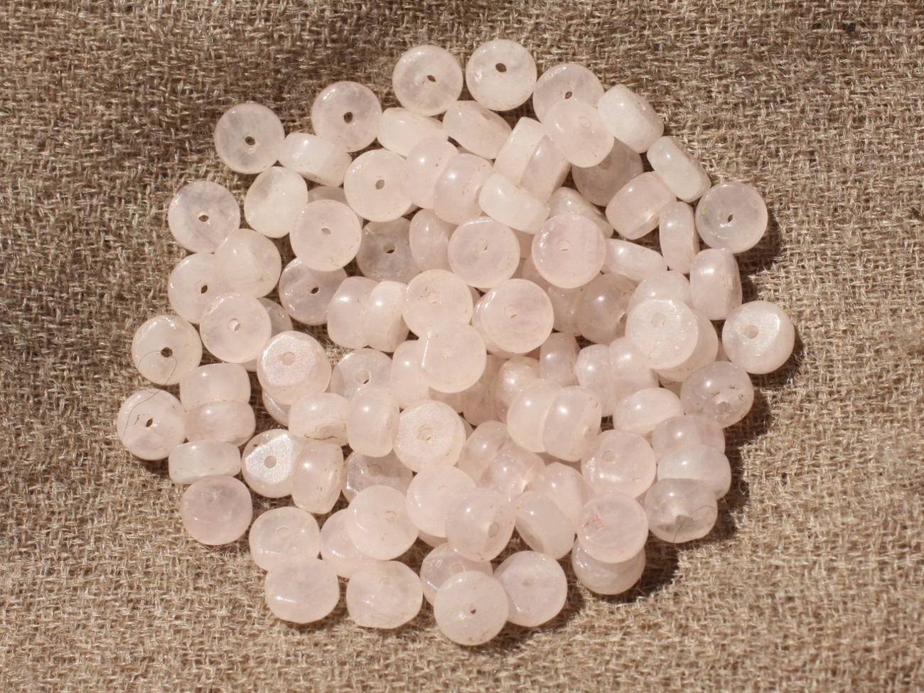 Fil 39cm 150pc env - Perles de Pierre - Quartz Rose Rondelles Heishi 4x2mm