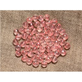 Alambre aprox.39cm 63pc - Cuentas de piedra - Bolas facetadas de cuarzo rosa 6 mm AA 
