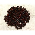 Fil 39cm 170pc env - Perles Pierre - Oeil Tigre Rouge Taureau Boules 2mm