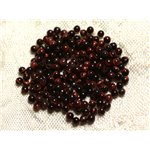 Fil 39cm 170pc env - Perles Pierre - Oeil Tigre Rouge Taureau Boules 2mm