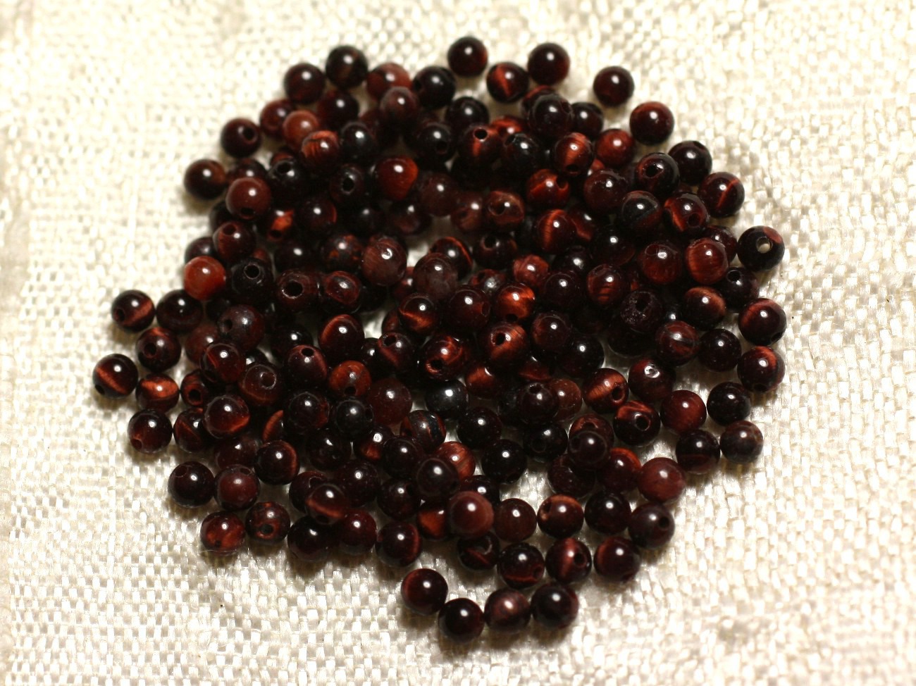 Fil 39cm 190pc env - Perles de Pierre - Oeil de Taureau Boules 2mm 