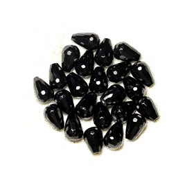 Filo 39 cm 32 pz circa - Perline di pietra - Gocce sfaccettate in onice nero 12x8 mm 
