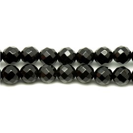 Thread 39cm approx 93pc - Stone Beads - Black Onyx Faceted Balls 4mm 