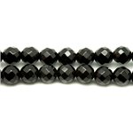 Fil 39cm 93pc env - Perles de Pierre - Onyx noir Boules Facettées 4mm 