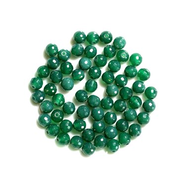 Fil 39cm 63pc env - Perles de Pierre - Onyx Vert Boules Facettées 6mm 