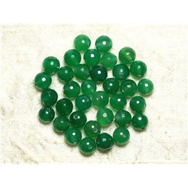 Thread 39cm approx 48pc - Stone Beads - Green Onyx Faceted Balls 8mm 