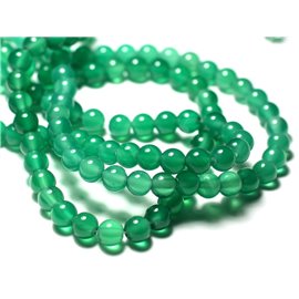 Thread 39cm approx 63pc - Stone Beads - Green Onyx Balls 6mm 