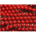 Fil 39cm 63pc env - Perles Nacre Boules 6mm Rouge vif Cerise