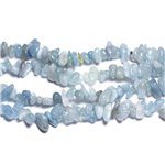 Fil 80cm 285pc env - Perles Pierre - Aigue Marine Chips Rocailles 4-10mm Bleu clair blanc Fil 80cm 285pc env - Perles Pierre - Aigue Marine Chips Rocailles 4-10mm Bleu clair blanc