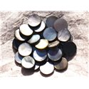 Fil 39cm 25pc env - Perles Nacre noire naturelle Palets 15mm 