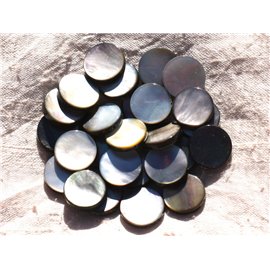 Thread 39cm approx 25pc - Natural black mother-of-pearl Pearls 15mm 