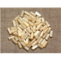 Fil 39cm 46pc env - Perles Nacre naturelle beige irisée Tubes 8x4mm 