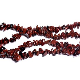 Filo 89 cm circa 270 pz - Perle di pietra ossidiana Chips Rocailles di mogano e mogano 6-9 mm 