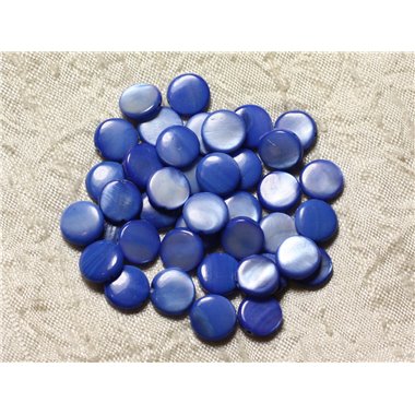 Fil 39cm 35pc env - Perles Nacre Palets 9-10mm Bleu Roi 