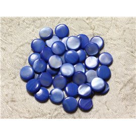 Faden 39cm ca. 35pc - Perlmutt Perlen Paletten 9-10mm Königsblau 