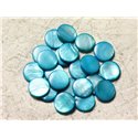 Fil 39cm 24pc env - Perles Nacre Palets 14-15mm Bleu Turquoise 