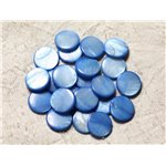 Fil 39cm 24pc env - Perles Nacre Palets 14-15mm Bleu Roi 