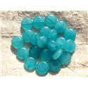 Fil 39cm 31pc env - Perles de Pierre - Jade Palets 12mm Bleu Turquoise 