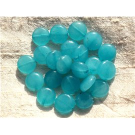 Thread 39cm 31pc approx - Stone Beads - Jade Palets 12mm Turquoise Blue 