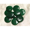 Fil 39cm 15pc env - Perles de Pierre - Jade grands Palets Facettés 25mm Vert sapin 