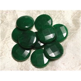 Thread 39cm approx 15pc - Stone Beads - Jade large Faceted Palets 25mm Fir green 