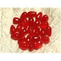 Fil 39cm 31pc env - Perles de Pierre - Jade Gouttes Facettées 12x8mm Rouge 