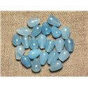 Fil 39cm 31pc env - Perles de Pierre - Jade Gouttes Facettées 12x8mm Bleu clair 