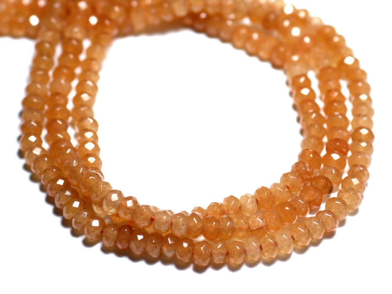 Fil 39cm 140pc env - Perles de Pierre - Jade Rondelles Facettées 4x2mm Orange Pastel 