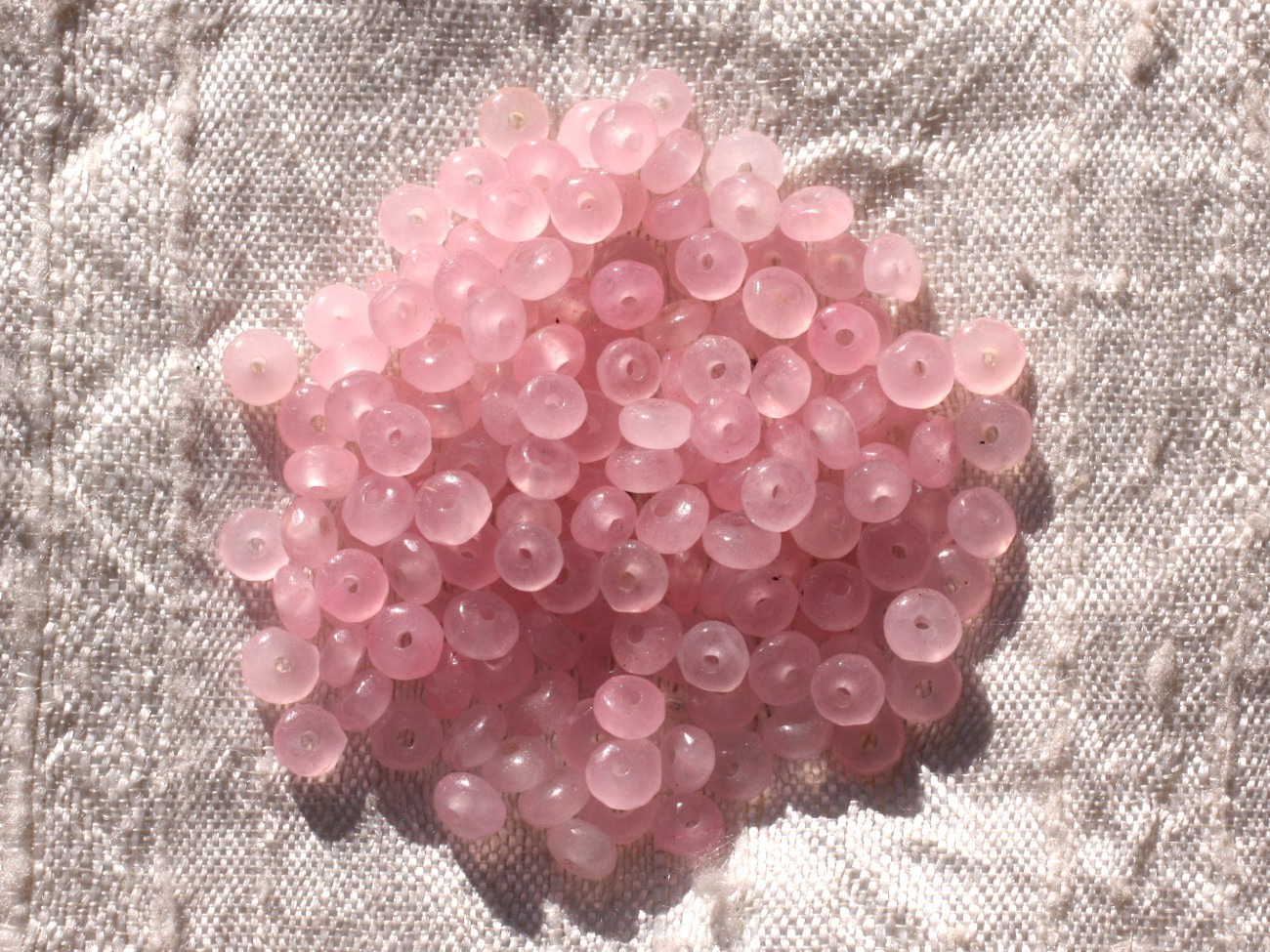 Fil 39cm 140pc env - Perles de Pierre - Jade Rondelles Facettées 4x2mm Rose clair 
