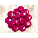 Fil 39cm 20pc env - Perles de Pierre - Jade Palets 18mm Rose Fuchsia 