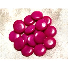Thread 39cm approx 20pc - Stone Beads - Jade Palets 18mm Pink Fuchsia 