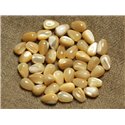 Fil 39cm 41pc env - Perles Nacre naturelle beige irisée Gouttes 9x6mm 