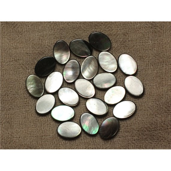 Fil 39cm 26pc env - Perles Nacre noire naturelle Ovales 14x10mm 