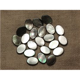 Thread 39cm 26pc approx - Natural black mother-of-pearl Oval 14x10mm 