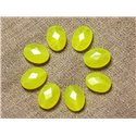 Fil 39cm 27pc env - Perles de Pierre - Jade Ovales Facettés 14x10mm Jaune Fluo 