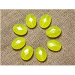 Fil 39cm 27pc env - Perles de Pierre - Jade Ovales Facettés 14x10mm Jaune Fluo 