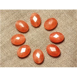 Thread 39cm 27pc approx - Stone Beads - Faceted Jade Oval 14x10mm Orange 